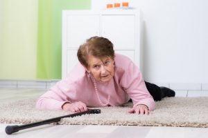 old lady injured on floor
